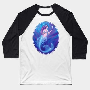 Coral - Mermaid with Seahorse Baseball T-Shirt